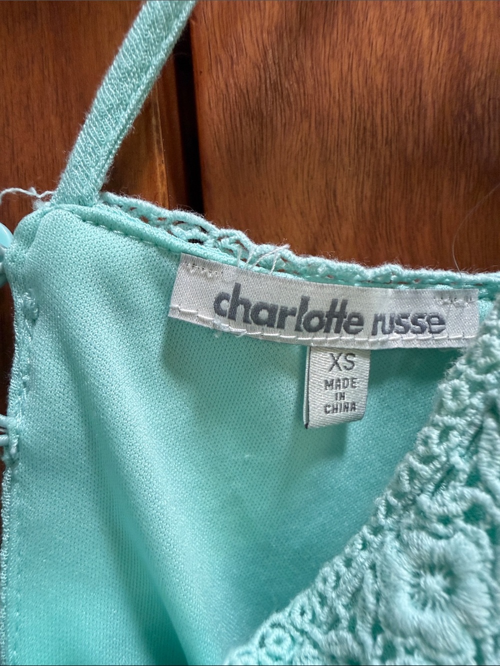 Charlotte Russe Mint Lace-Trim Romper - Picture 2 of 2